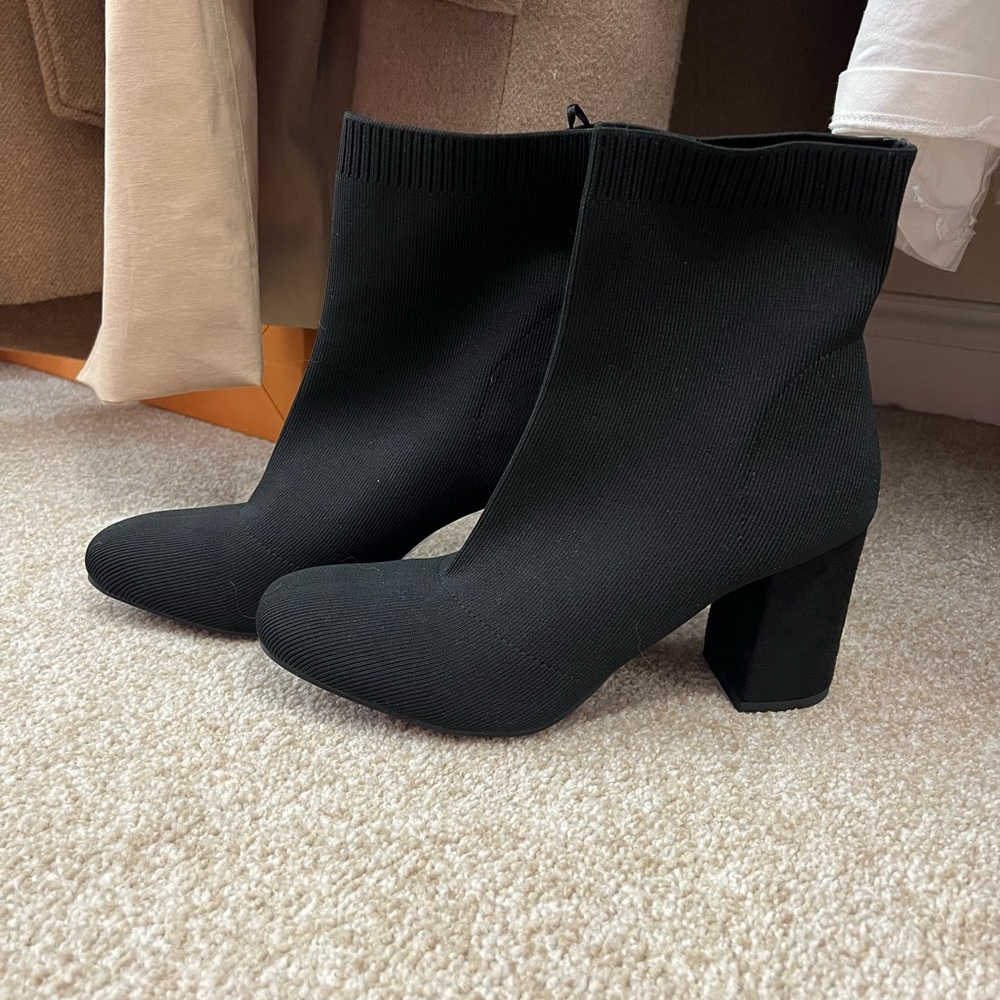 MIA Black Heeled Boots with Block Heel